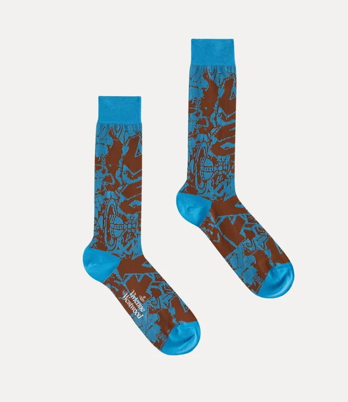 Men Graffiti Sock Turquoise Vivienne Westwood Socks Men Graffiti Sock Turquoise Vivienne Westwood Socks