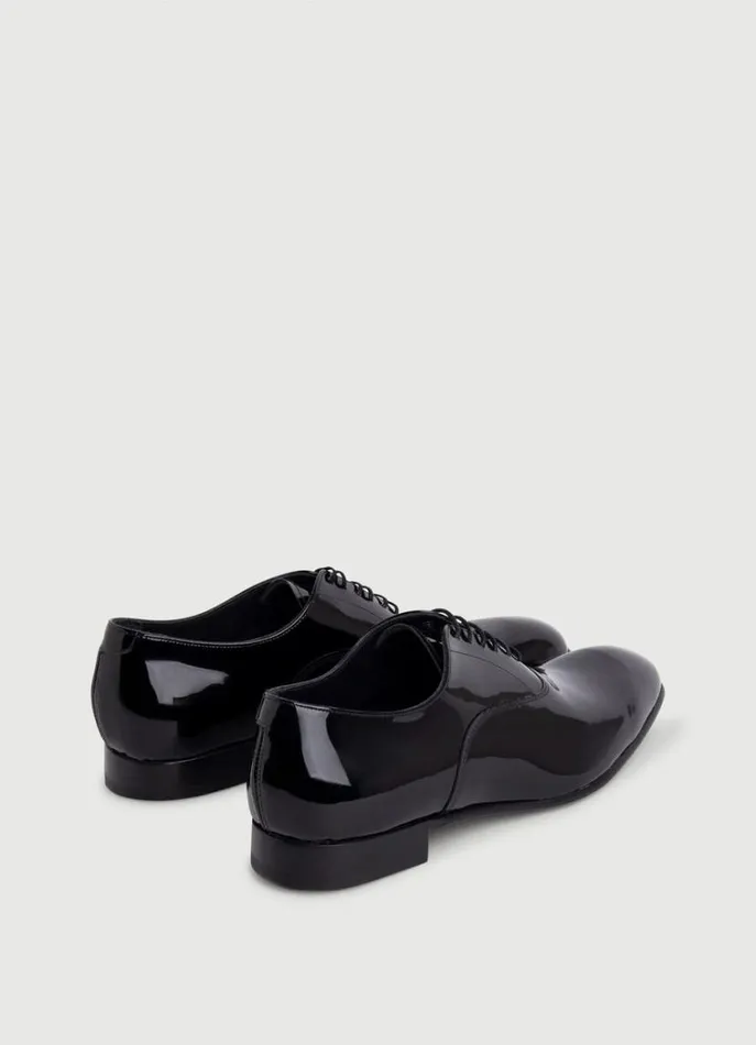 Men Hackett X Cheaney Hackett London Patent Leather Oxford Shoes Black