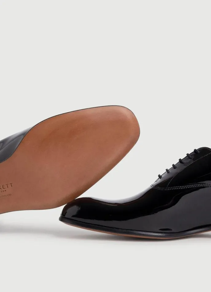 Men Hackett X Cheaney Hackett London Patent Leather Oxford Shoes Black