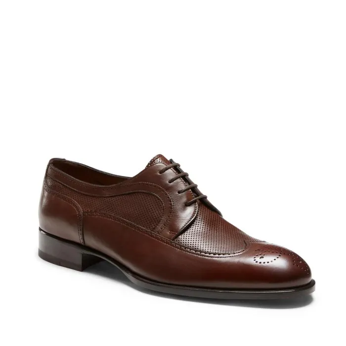 Men Leather Derby Shoe Tobacco Brown Fratelli Rossetti LaceUp Shoes