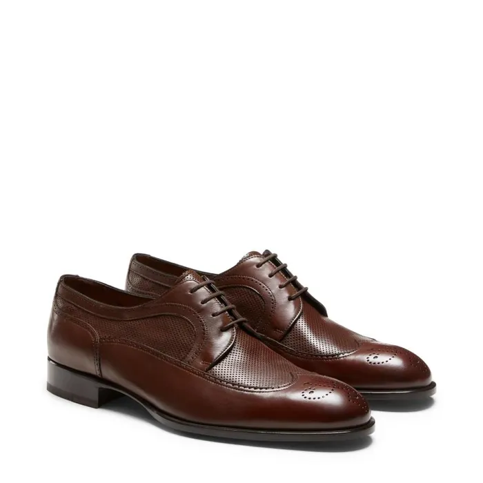 Men Leather Derby Shoe Tobacco Brown Fratelli Rossetti LaceUp Shoes