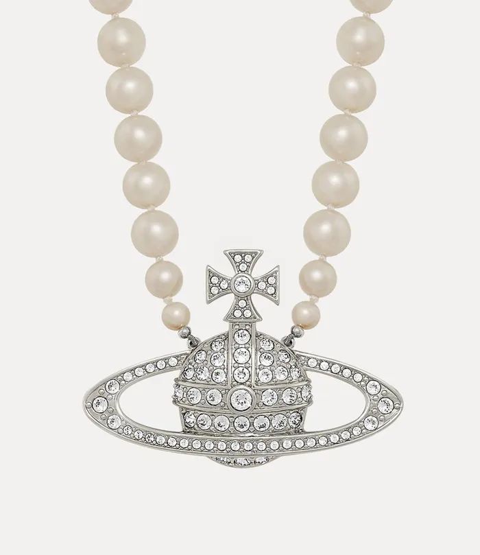 Men Man Bas Relief Pearl Necklace Platinumcreampearlcrystalcrystal Vivienne Westwood Necklaces Men Man Bas Relief Pearl Necklace Platinumcreampearlcrystalcrystal Vivienne Westwood Necklaces