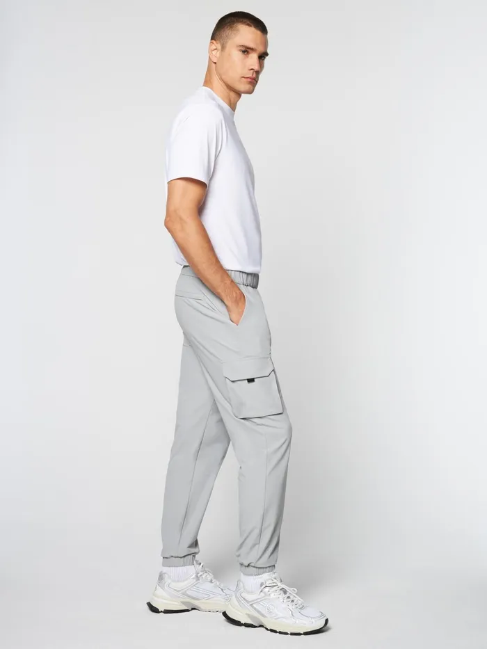 Men Nylon Sergio Tacchini Woven Cargo Jogger Pants Heather Grey