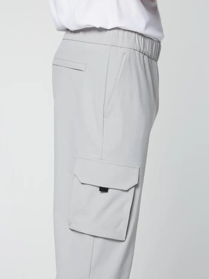 Men Nylon Sergio Tacchini Woven Cargo Jogger Pants Heather Grey