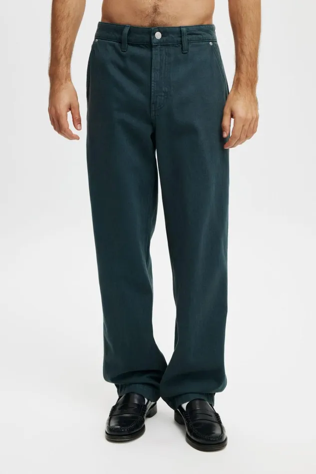 Men Pants Cotton On Baggy Jean Carpenter Trekking Green