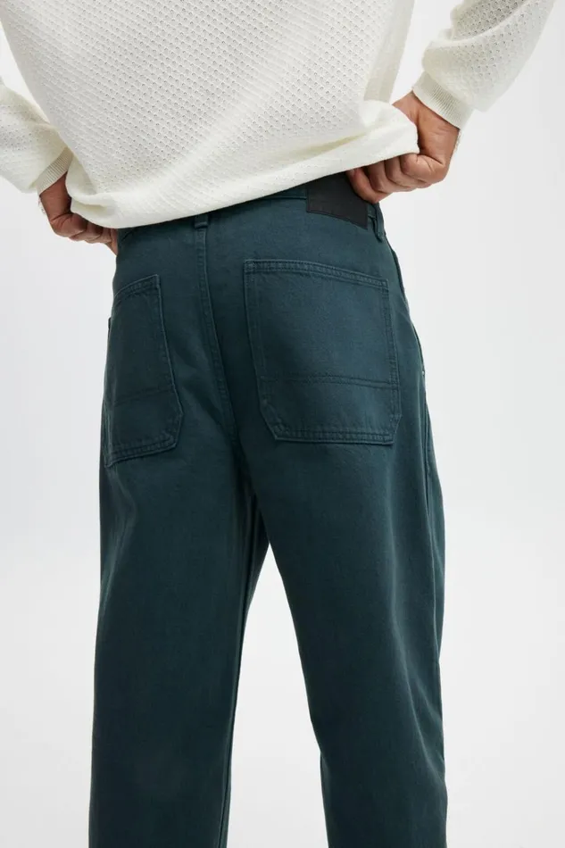 Men Pants Cotton On Baggy Jean Carpenter Trekking Green