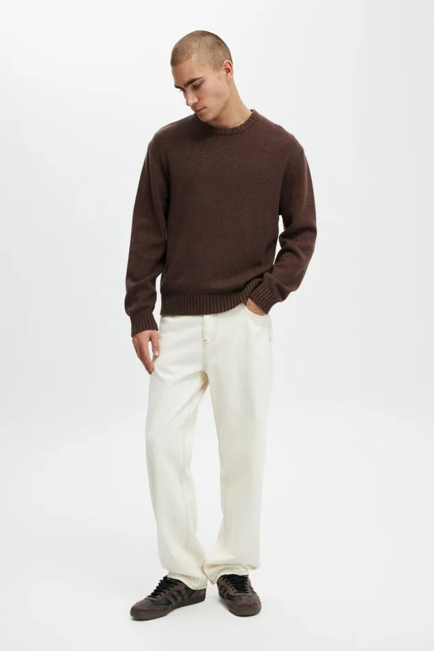Men Pants Cotton On Baggy Jean Ecru
