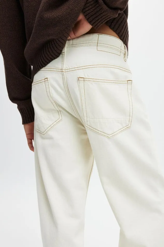 Men Pants Cotton On Baggy Jean Ecru