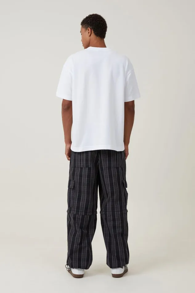 Men Pants Cotton On Parachute Zip Off Pant Black Check Men Pants Cotton On Parachute Zip Off Pant Black Check