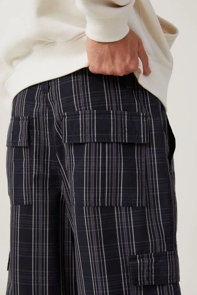 Men Pants Cotton On Parachute Zip Off Pant Black Check Men Pants Cotton On Parachute Zip Off Pant Black Check