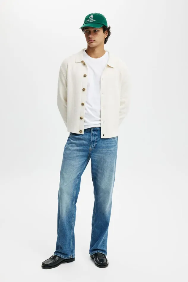 Men Pants Cotton On Relaxed Boot Cut Jean Supernova Blue