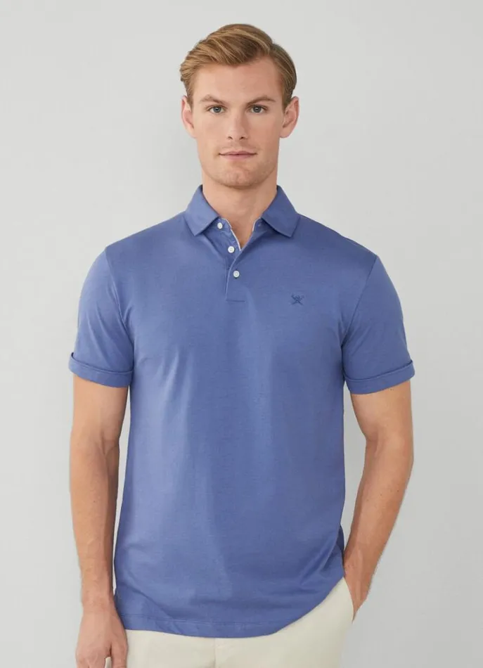 Men Polo Shirts Hackett London Classic Fit Pima Polo Avio
