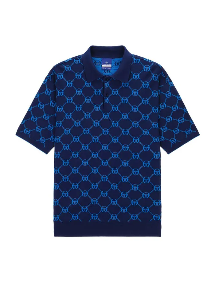 Men Polos Sergio Tacchini Daily Monogram Knit Polo Navy