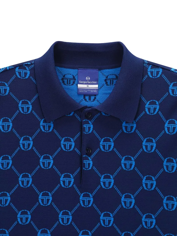 Men Polos Sergio Tacchini Daily Monogram Knit Polo Navy