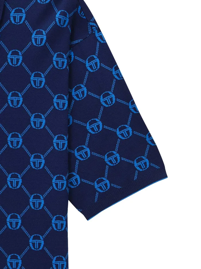 Men Polos Sergio Tacchini Daily Monogram Knit Polo Navy