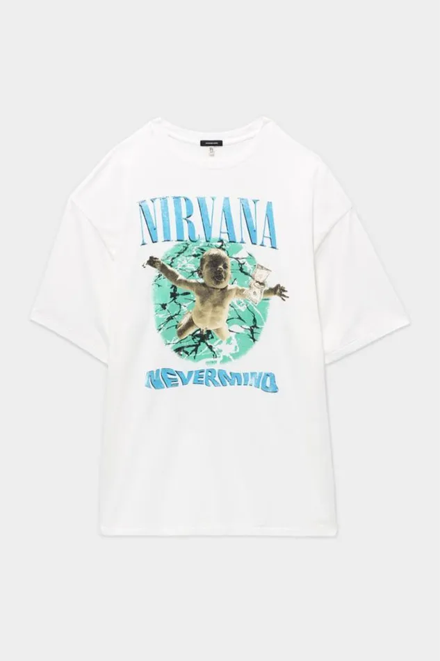 Men R13 Nirvana Nevermind Album Cover Oversized T Shirt 8211 Ecru TShirts