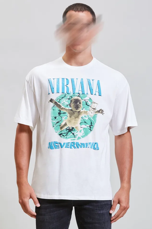 Men R13 Nirvana Nevermind Album Cover Oversized T Shirt 8211 Ecru TShirts