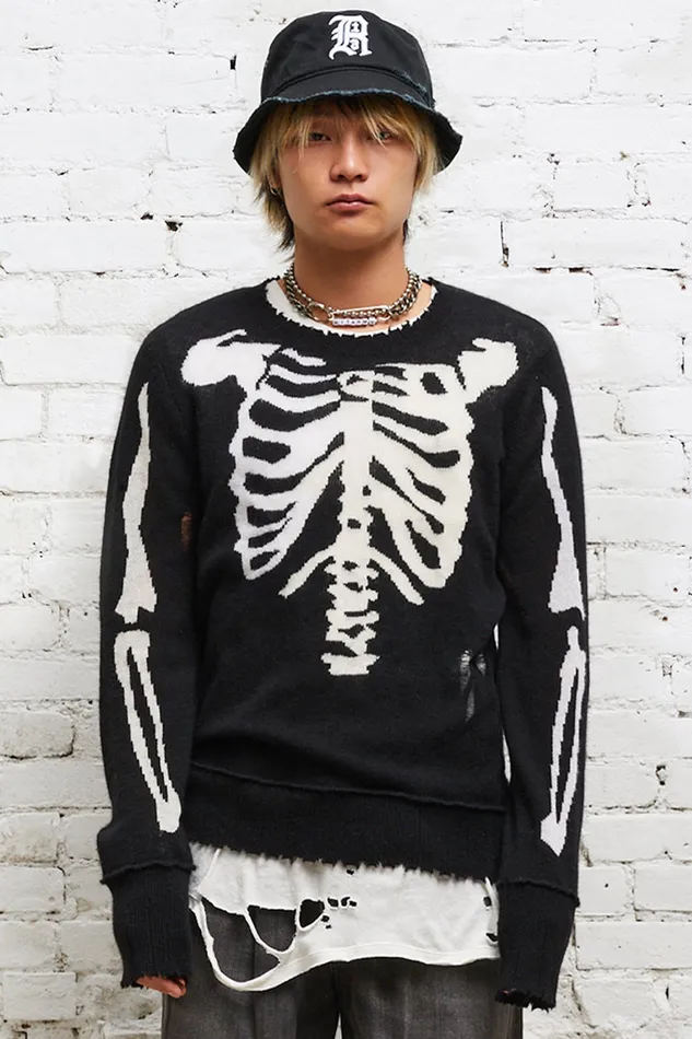 Men R13 Skeleton Distressed Cashmere Sweater Tops And Knitwear