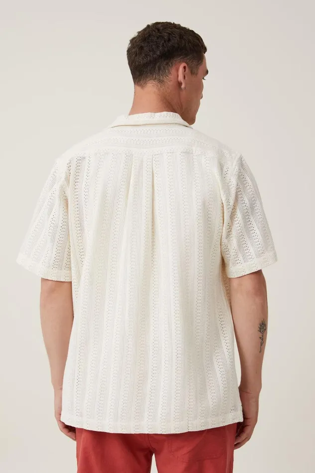 Men Shirts and Polos Cotton On Palma Short Sleeve Shirt Ecru Pattern Men Shirts and Polos Cotton On Palma Short Sleeve Shirt Ecru Pattern