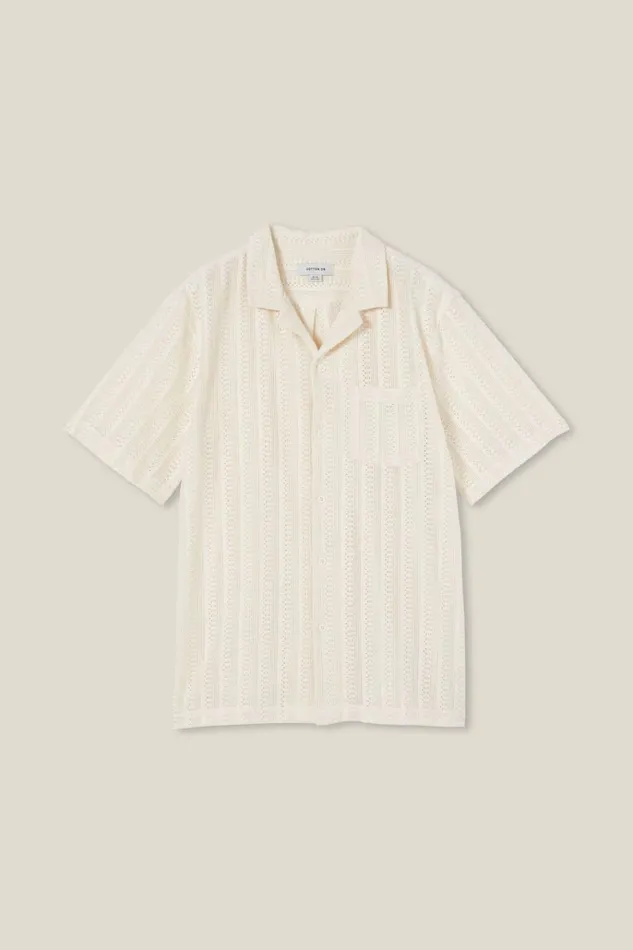 Men Shirts and Polos Cotton On Palma Short Sleeve Shirt Ecru Pattern Men Shirts and Polos Cotton On Palma Short Sleeve Shirt Ecru Pattern