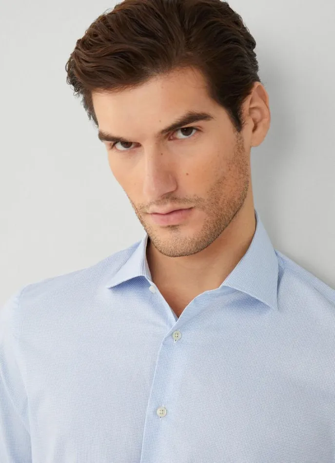 Men Shirts Hackett London Classic Fit Check Shirt Blue