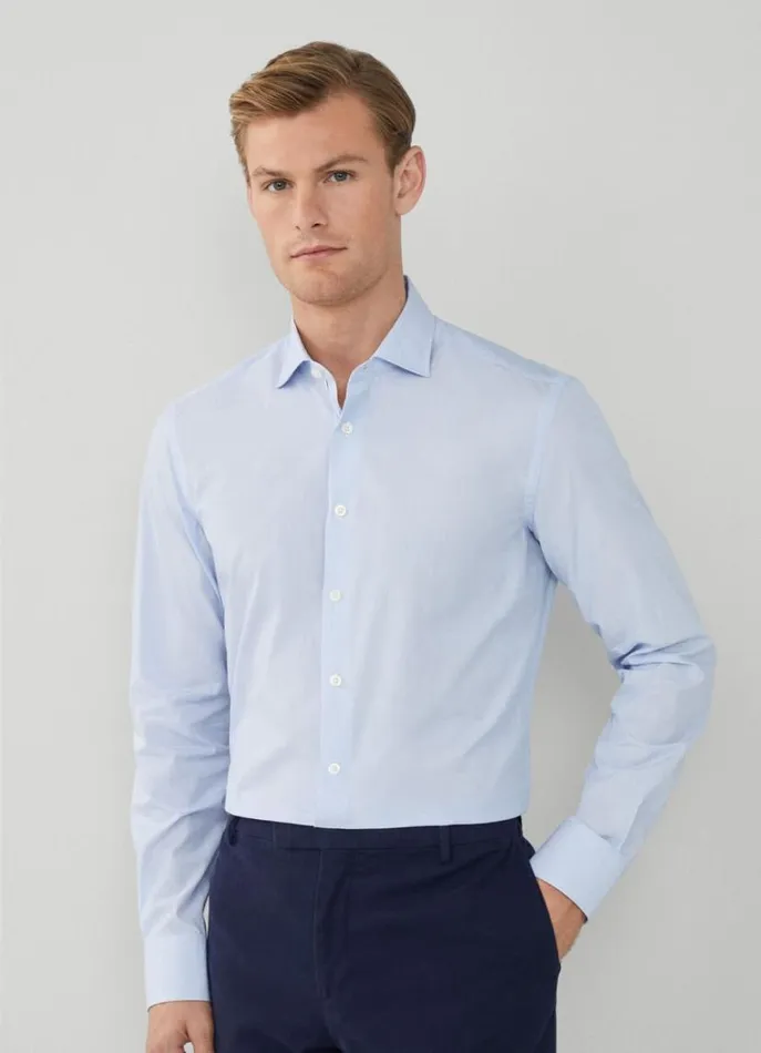 Men Shirts Hackett London Slim Fit Fine Striped Shirt Whitesky