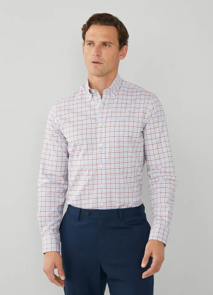 Men Shirts Hackett London Slim Fit Gingham Check Shirt Redblue