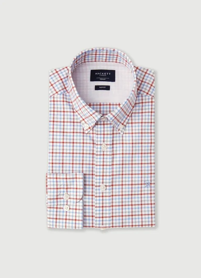 Men Shirts Hackett London Slim Fit Gingham Check Shirt Redblue