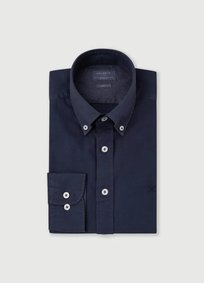 Men Shirts Hackett London Slim Fit Oxford Shirt Navy