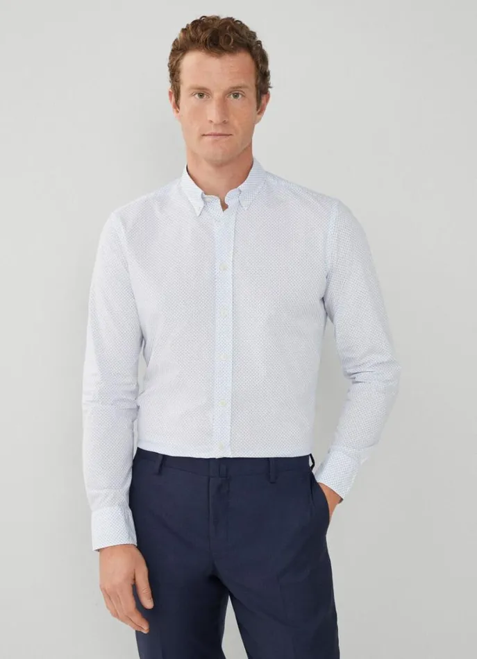 Men Shirts Hackett London Slim Fit Poplin Shirt Whitesky