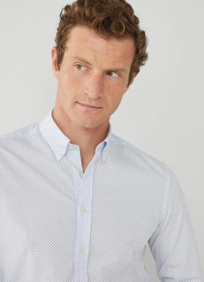 Men Shirts Hackett London Slim Fit Poplin Shirt Whitesky
