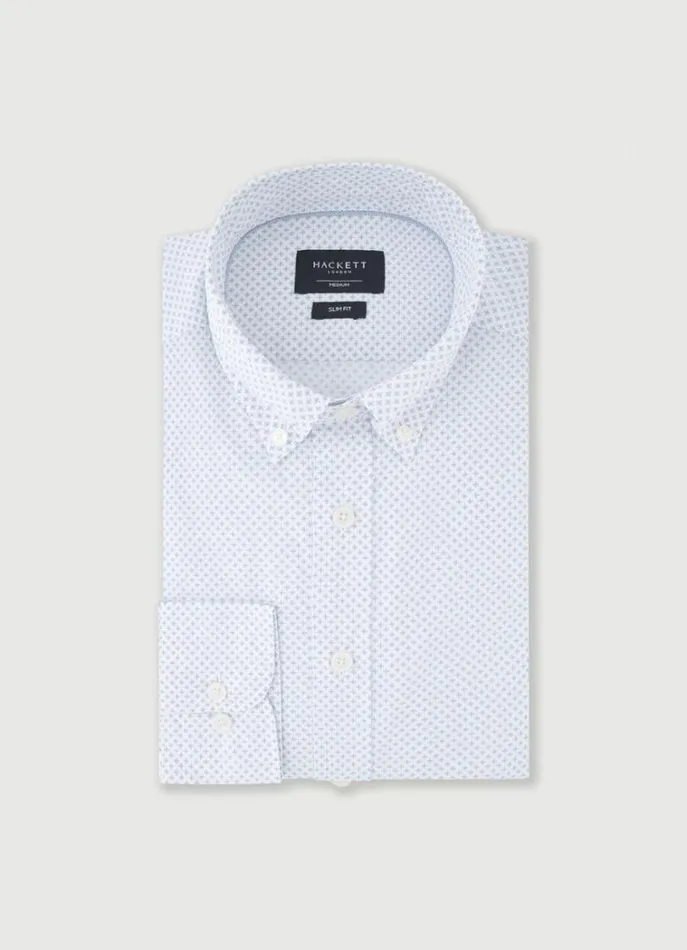 Men Shirts Hackett London Slim Fit Poplin Shirt Whitesky