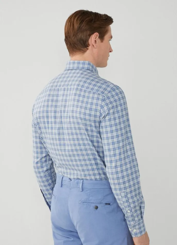 Men Shirts Hackett London Slim Fit Twill Check Shirt Bluegrey