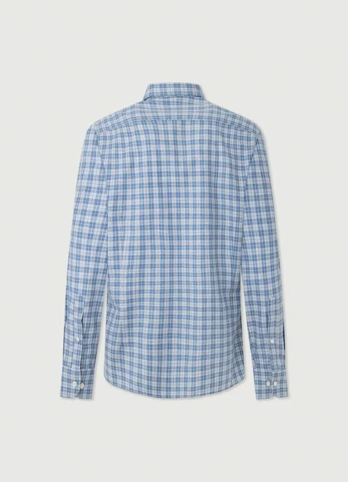 Men Shirts Hackett London Slim Fit Twill Check Shirt Bluegrey