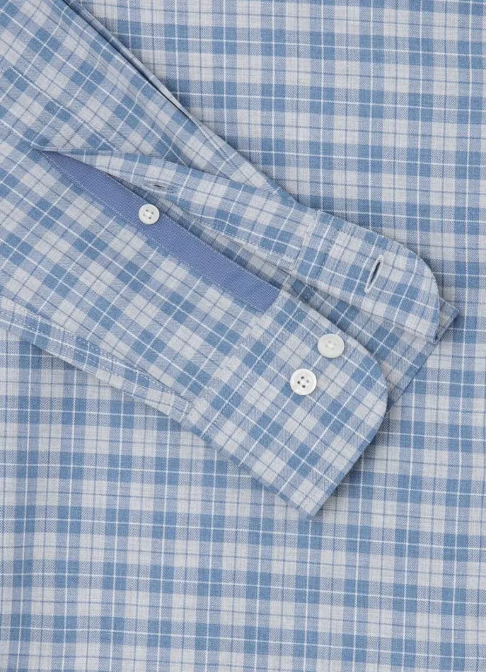 Men Shirts Hackett London Slim Fit Twill Check Shirt Bluegrey