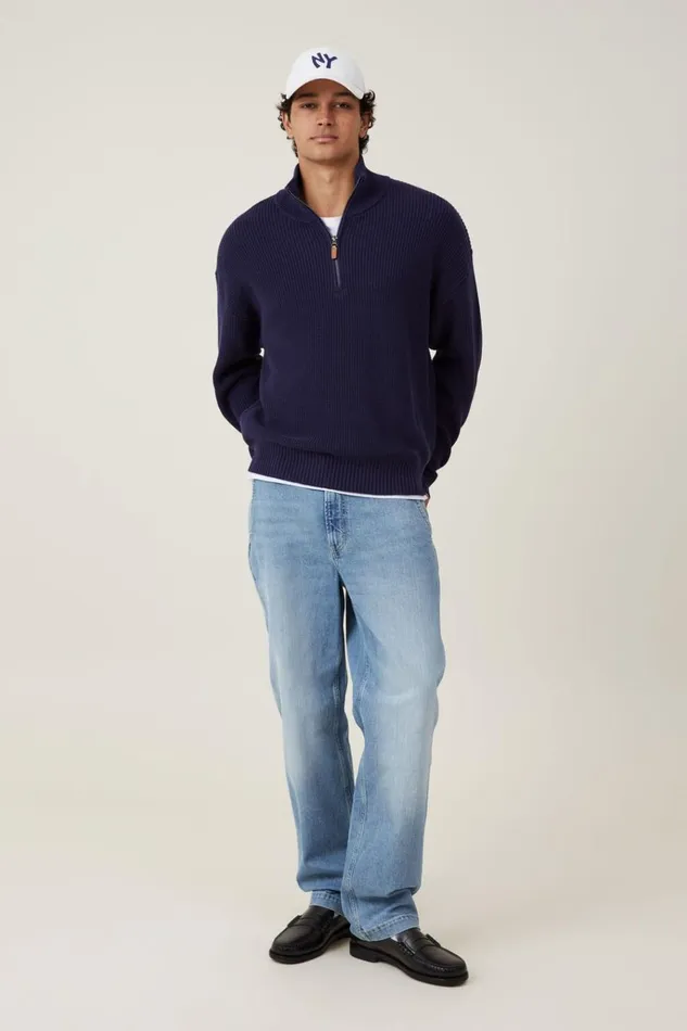 Men Sweaters Cotton On Jordan Quarter Zip Navy Men Sweaters Cotton On Jordan Quarter Zip Navy