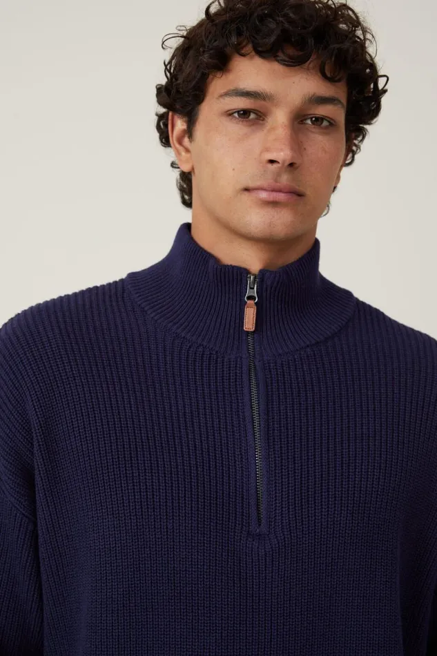Men Sweaters Cotton On Jordan Quarter Zip Navy Men Sweaters Cotton On Jordan Quarter Zip Navy
