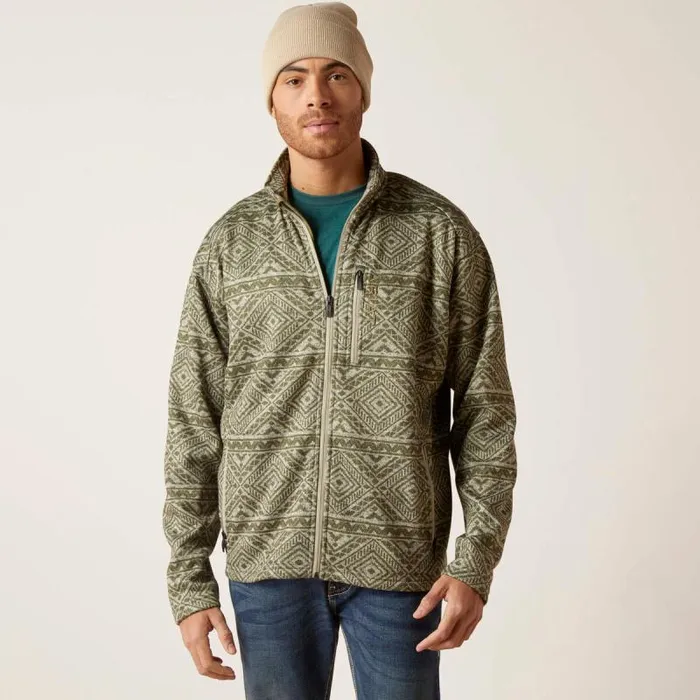 Men Sweatshirts and Hoodies Ariat Caldwell Full Zip Olive Leaf Southwest