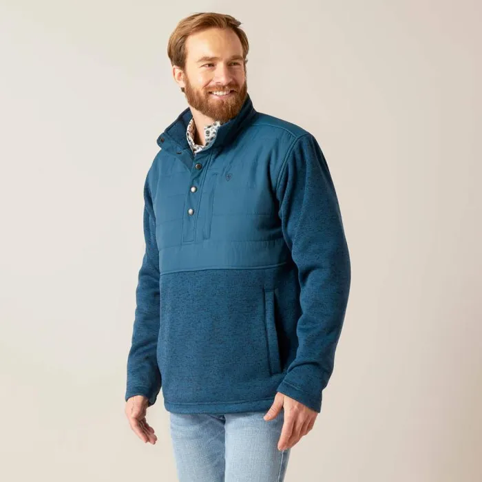 Men Sweatshirts and Hoodies Ariat Caldwell Reinforced Snap Sweater Majolica Blue