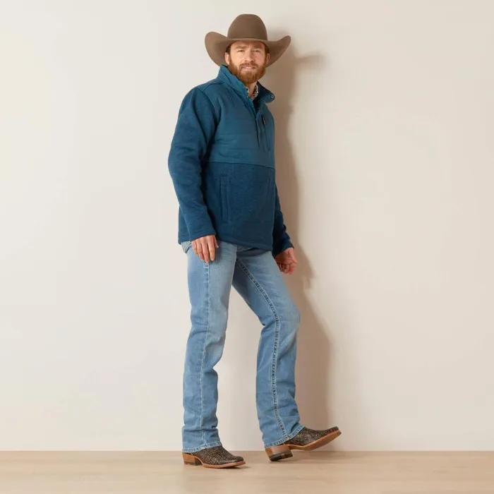 Men Sweatshirts and Hoodies Ariat Caldwell Reinforced Snap Sweater Majolica Blue