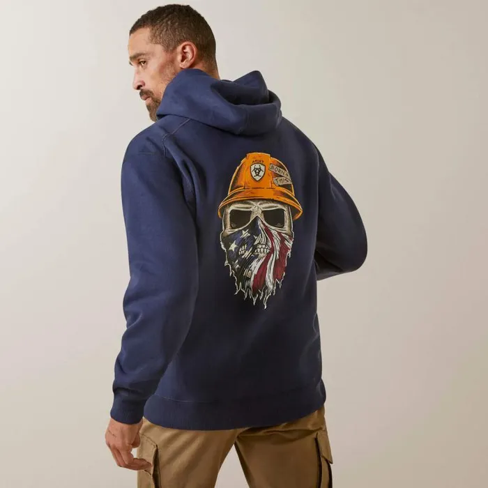 Men Sweatshirts and Hoodies Ariat Rebar Born For This Full Zip Hoodie Navy