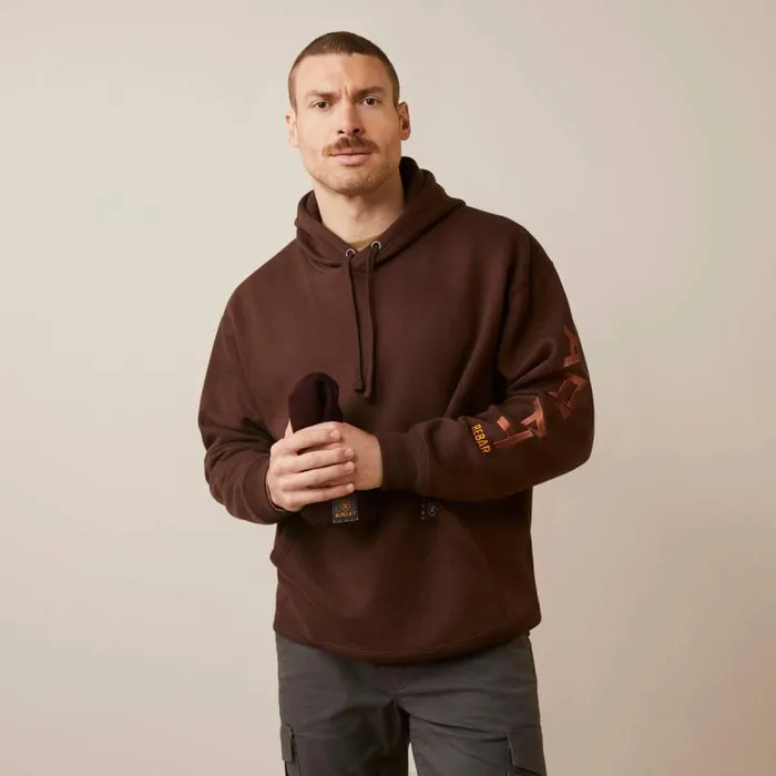 Men Sweatshirts and Hoodies Ariat Rebar Graphic Hoodie Coffee Bean Caramel Cafe