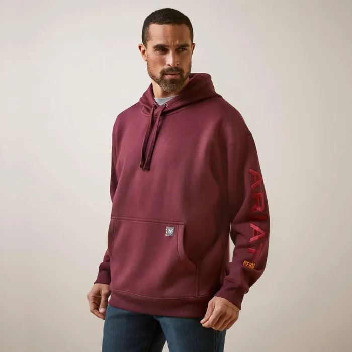 Men Sweatshirts and Hoodies Ariat Rebar Graphic Hoodie Malbec Grey