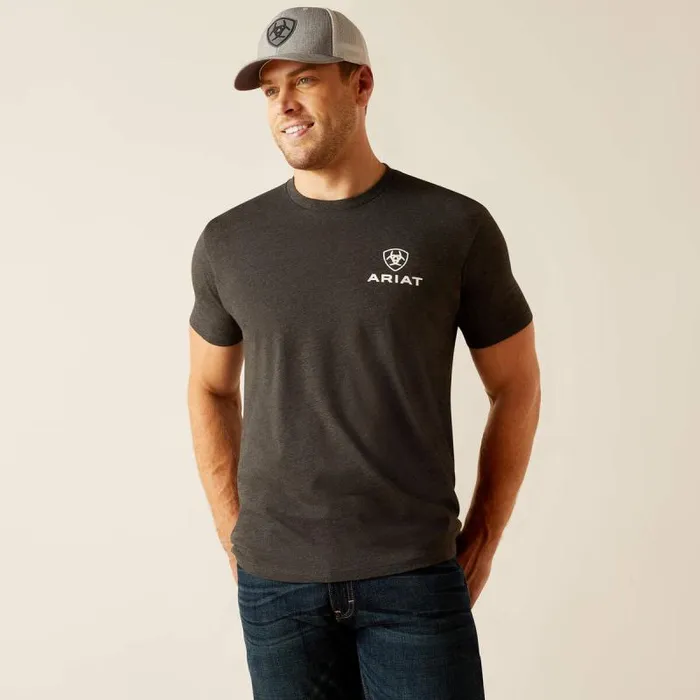 Men TShirts and Polos Ariat Ariat Star Spangled TShirt Charcoal Heather