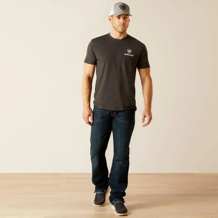 Men TShirts and Polos Ariat Ariat Star Spangled TShirt Charcoal Heather