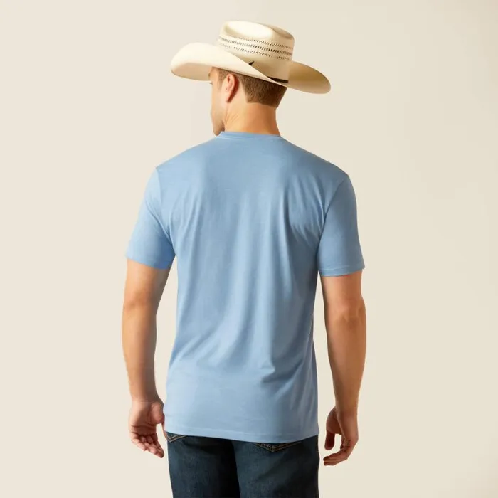 Men TShirts and Polos Ariat Ariat USA Range TShirt Light Blue Heather Men TShirts and Polos Ariat Ariat USA Range TShirt Light Blue Heather