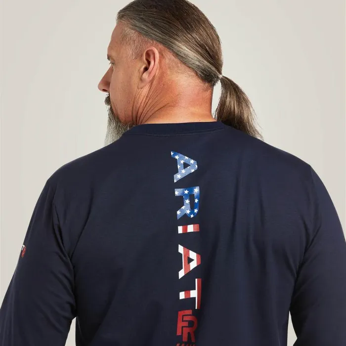 Men TShirts and Polos Ariat FR Stretch Logo TShirt Navyusa Men TShirts and Polos Ariat FR Stretch Logo TShirt Navyusa