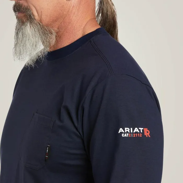 Men TShirts and Polos Ariat FR Stretch Logo TShirt Navyusa Men TShirts and Polos Ariat FR Stretch Logo TShirt Navyusa
