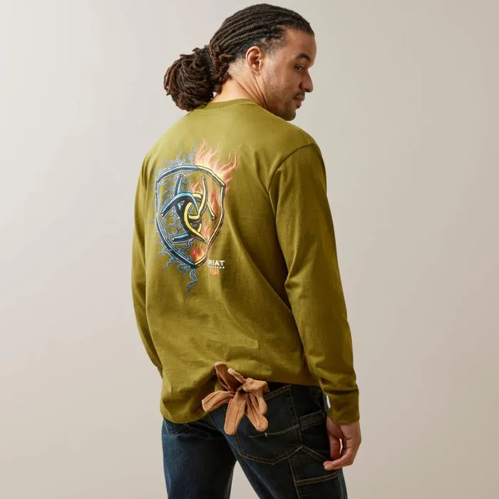Men TShirts and Polos Ariat Rebar Cotton Strong Shock Fire Avocado