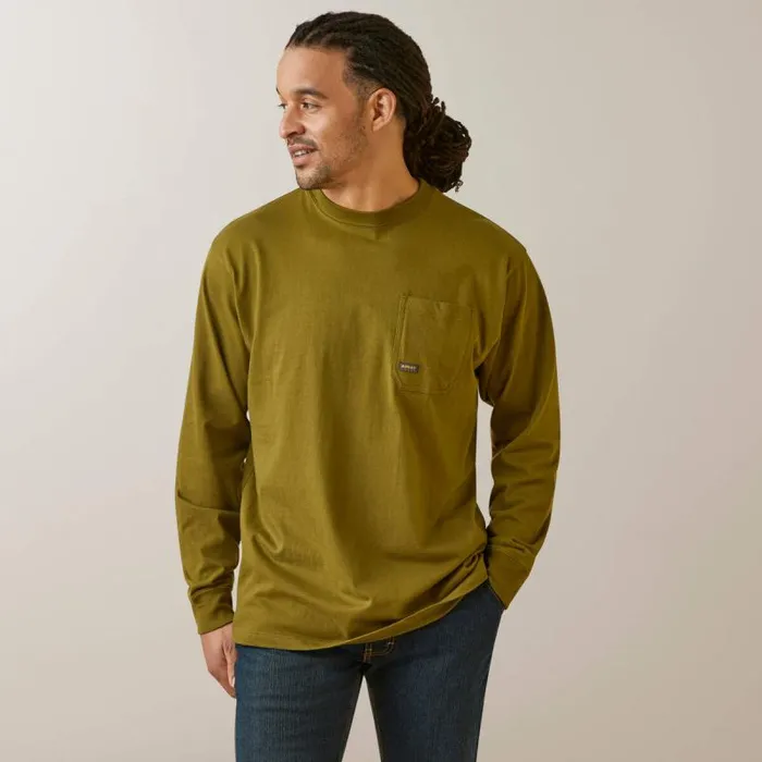 Men TShirts and Polos Ariat Rebar Cotton Strong Shock Fire Avocado Men TShirts and Polos Ariat Rebar Cotton Strong Shock Fire Avocado